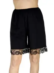 UNDERWORKS 100% Cotton Black Pettipants Split Skirt Bloomers Size Small