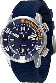[BERNY] Men's Watch 20ATM Diving Watch Automatic Movement Wristwatch HV600 Hardness Sapphire Glass Comfortable Silicone Watch Band Super Luminous Male Watches