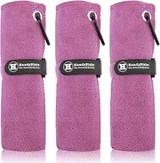 Microfiber Golf Towel (40x40cm) with Carabiner Clip, Hook and Loop Fastener - The Convenient Golf Cleaning Towel Pack, Handy Picks