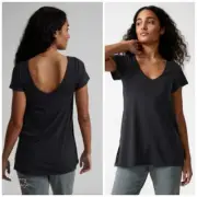Athleta S SMALL Essence Support Top, Black Built-in Bra Soft Everyday Shirt NWT
