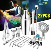22Pcs Stainless Steel Cocktail Shaker Mixer Drink Bartender Bars Set Tools set