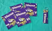 New COASTERS SET of 4 and/or KEYCHAIN key ring MINNESOTA VIKINGS FO0TBALL
