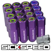 SICKSPEED 16 PC PURPLE/NEO CHROME EXTENDED 60MM LOCKING LUG NUTS 1/2X20 L30