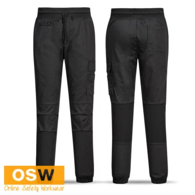 UNISEX Black MeshAir Stretch Chefs Jogger Kitchen Hospitality Comfort Pants C074