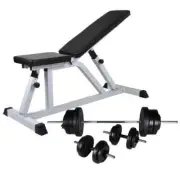 Workout Bench Press Barbell Dumbbell Set Home Weight Power Station Gym Equipment