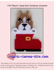 Pitbull in Santa Boot Christmas Ornament-Plastic Canvas Pattern or Kit