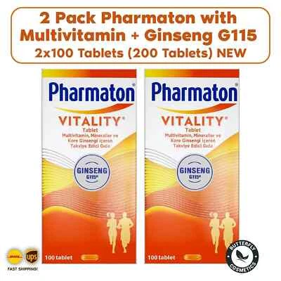 2 LOT Pharmaton with Ginseng G115 – 2 x 100 Tablets (200 Total) | Multivitamin |