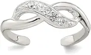 [JewelryWeb] 16.5mm 925 Sterling Silver Polished CZ Simulated Diamond Infinity Adjustable toe ring-toe ring for Women