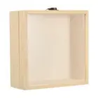6x6 Wooden Shadow Box Display Case with Glass Window, Natural Color