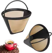 Stainless Steel Reusable Coffee Filters - 2 Pack, Fine Mesh, Permanent Filter with Handle