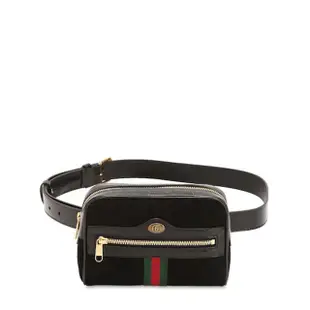 【GUCCI 】GG Supreme 經典Ophidia 絨面 腰包肩背/胸背包 腰包 黑色 85公分