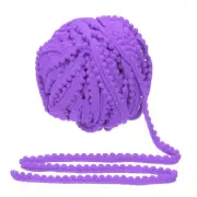 25 Yards Pom Pom Trim Ribbon, 0.5" Wide Medium Purple Ball Fringe Trim
