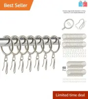 30-Piece Champagne Gold Curtain Hanging Rings & Pin Hooks for Stylish Drapery