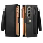 For Samsung Galaxy Z Fold 6/5/4 Zipper Wallet Case with Screen Protector Lanyard