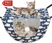 Cat Cage Hammock with Ball,Double Layer Hanging Adjustable Soft Pet Bed Suit for
