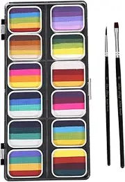 Face Paint Kit for Halloween Makeup 12 Water-activated Body Paint Set Brush for Adults Boys and Girls