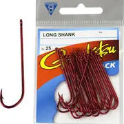 Gamakatsu Long Shank Red Fishing Hooks 25 Pack Sizes 12 to 1