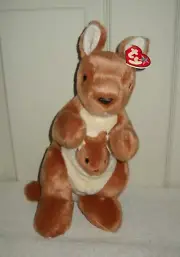 #11436 NWT RETIRED TY 2000 Pouch the Kangaroo w/Baby Joey Beanie Buddy Plush