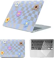 Pattern Case Compatible with MacBook 12 inch Retina (2015 2016 20170 A1534, Classic Plastic Hard Shell Case & Clear Keyboard Protective Cover for MacBook Air 12,Blue Checkered