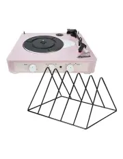 Brad MKII Record Player - Limited Editon Pink + Gadhouse Vinyl Rack Bundle - Black