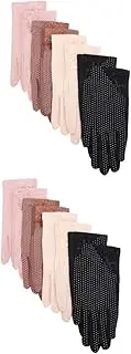 [OATIPHO] 2sets Uv Protection Sun Block Mittens Women's Summer Gloves Touchscreen Gloves Thin Hiking Riding Fishing Black Beige Coffee Light Pink 4pairs*2