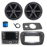 JBL Marine Radio, Antenna, 2x 6.5" 100W Black Speaker w/Wire,Spa Bezel, Adapter