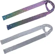 [SIGONE] Neck Scarf for Women Glitter Scarf Metallic Sequin Neck Tie, Thin Tie Silver Scarf for Women Fashion Sequin Scarf