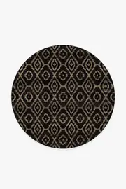 185' Round | Machine Washable Runner Rug | Kid & Pet Friendly | Indoor Rug | Diamond Trellis Black Rug | Ruggable