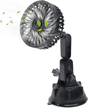Small Car Fan | Powerful Vehicle Cooler with Suction | Portable Car Fan with Strong Suction and 3 Speeds, for Vehicle Window, Windshield