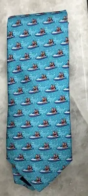 VINEYARD VINES Santa Mens Neck Tie Jetskiing Clause New Turquoise MADE in USA