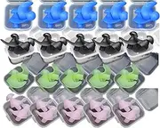 TATACLEA 20 Pack Waterproof Spiral Ear Plugs, Silicone Ear Protection for Swimming, Professional Adult Swim Gear with Carrying Cases