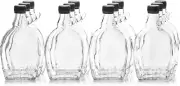 12 Ounce Glass Maple Syrup Bottles with Loop Handle & Black Plastic Tamper Evide