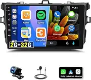 UNITOPSCI Android Car Stereo for Toyota Corolla 2009 2010 2011 2012 Wireless CarPlay Android Auto 2G 32G 9 Inch GPS Navigation Touchscreen Bluetooth FM Radio Phonelink WiFi SWC with Backup Camera Mic