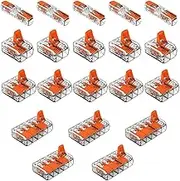 WAGO 221 Starter Set | 20 x Connection Clamps | 5 x 221-2411, 5 x 221-412, 5 x 221-413, 5 x 221-415 | Lever Clamp Connector for Flexible & Rigid Conductors | Ultimate Connection Solution