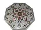 24" Marble Side Table Top Pietra Dura Work Semi Precious Stone Home Furniture