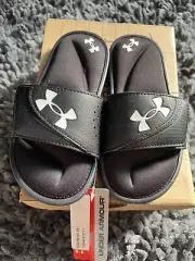 Under Armour Youth Boy's Ignite VI Slide Sandals Blk/Wht Slides Size: 1Y