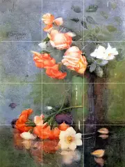 Art Flowers Vase Mural Ceramic Backsplash Tile #831