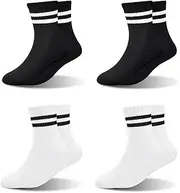 [ZERULETS] Children's Socks Boys Sports Socks Children, Tennis Socks, Cotton, 4 Pairs Children's Socks Boys and Girls for 1-12 Years