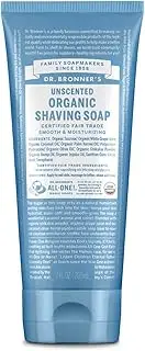 Dr. Bronner's - Organic Shaving Soap (Unscented, 7 Ounce) - Certified Organic, Sugar and Shikakai Powder, Soothes and Moisturizes for Close Comfortable Shave, Use on Face, Underarms and Legs