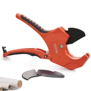 PVC Pipe Cutter, 0-2-1/2" O.D. Ratcheting PVC Pipe Cutter, Heavy Duty Tube Cutting Tool with Spare SK5 Blade for PVC, CPVC, PP-R, PEX, PE, Rubber