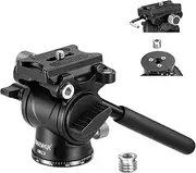 NEEWER Fluid Tripod Head with Handle & Arca Type Quick Release, Aluminum Alloy Panorama Drag Pan Tilt Head with ø43mm Scaled Base for Compact Camcorder DSLR Camera, Max Load: 3kg/6.6lb, GM23 Silver