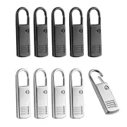 10Pcs Zipper Pull-Tab Replacement, Metal Zipper Puller Zip Slider Extender7128