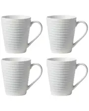 Oneida Set Of 4 Ridge White Mugs