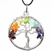 (1) Chakra Balancer "Tree of Life" Wire Wrapped Crystal Pendant w/Description