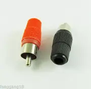 100pcs Black Red Solder RCA Phono Male Plug Audio Video Cable Adapter Connector
