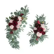 2Pcs Wedding Arch Flowers Floral Swag Backdrop for Wall Window Wedding Chair