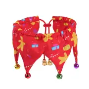 Dog Cat Neck Decoration with Bells Costume Festive Fun Colorful Clown Scarf for Pets Red Gingerbread Man_Collar 20-45cm
