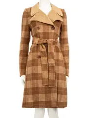Brown Wool Tartan Pattern Coat
