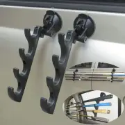 Adjustable Horizontal Fishing Rod Storage Rack Holder with Suction Cups Black