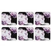 6pc Ashdene Dark Florals Peony Drinks Cup/Mugs Coaster Surface Protectors 11cm